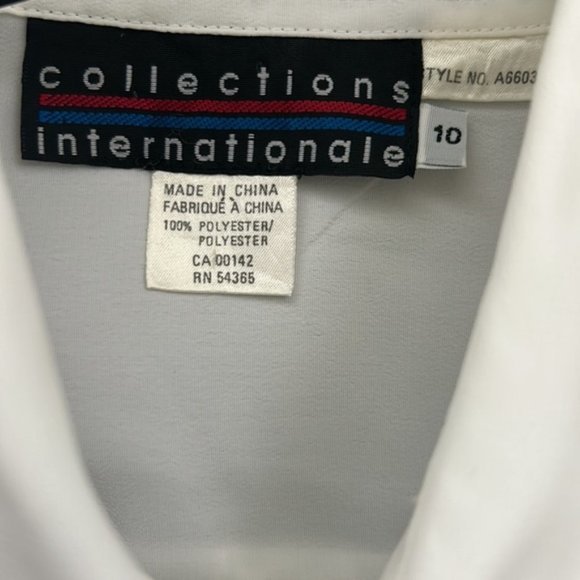 Stylish White Button Down by Collections Internationale style A6603 size 10 - Picture 7 of 7